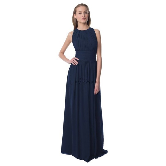 Navy Blue Bill Levkoff Bridesmaid Dress style #974 - Picture 1 of 7